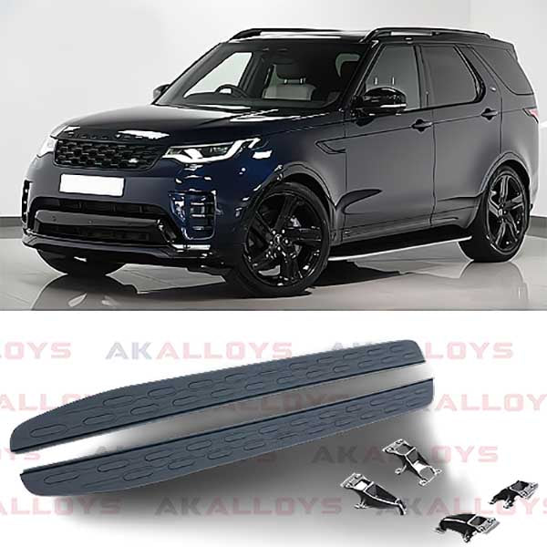 LAND ROVER STYLE SIDE STEPS RUNNING BOARDS PAIR – BLACK/SILVER