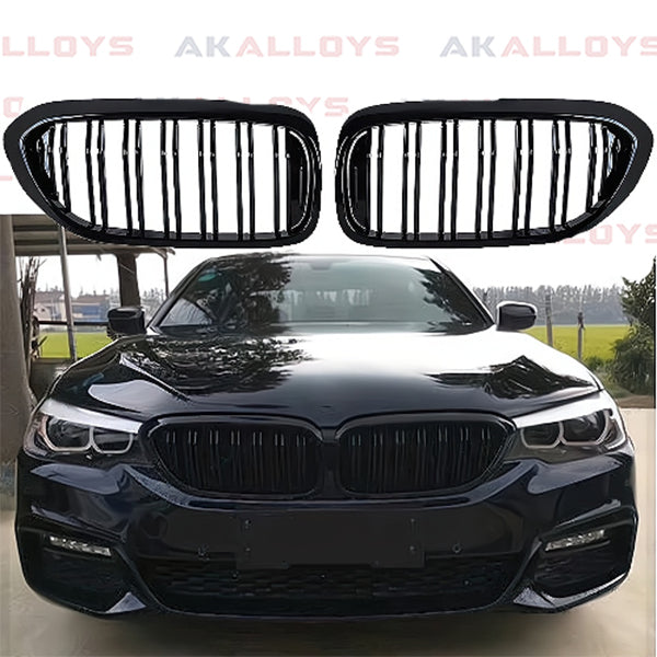 BMW LOOK DUAL SLAT UPGRADE FRONT GRILL IN GLOSS BLACK