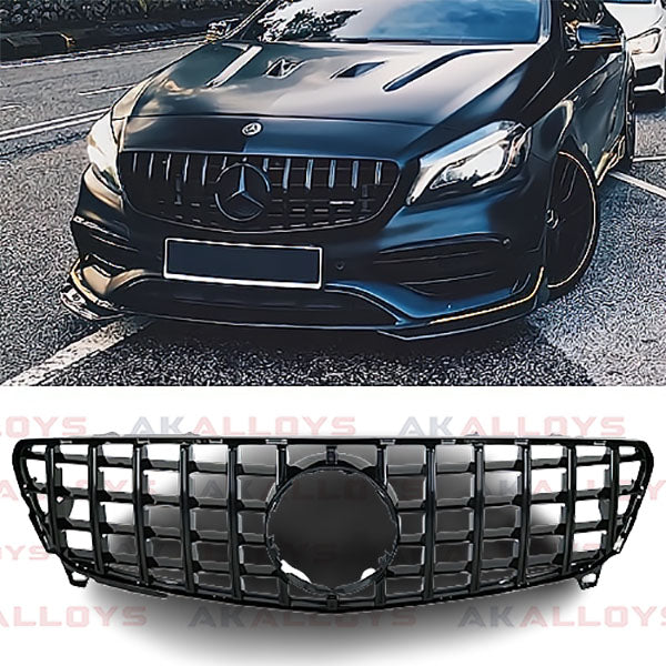 MERCEDES FACELIFT FRONT GRILL PANAMERICANA GT-R STYLE ALL BLACK