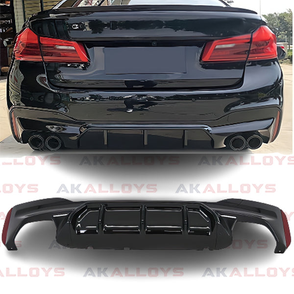 BMW LOOK REAR DIFFUSER QUAD EXIT GLOSS BLACK