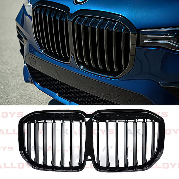 BMW FRONT GRILL SOLID SLAT STYLE GLOSS BLACK